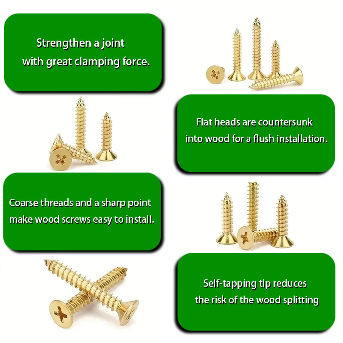 1300pcs-plated Phillips head countersunk self-drilling screws, M2/M2.5 (6mm/8mm/10mm) sizes, suitable for hardware/DIY projects