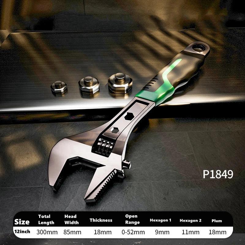 8/10/12 inch Adjustable Wrench Wide Opening Chrome Vanadium Alloy Universal Spanner with Scale Marked for Bathroom Pipe Tool