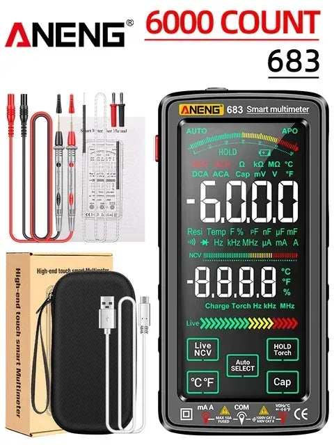 ANENG 683 Smart Multimeter Tester High-end Touch Rechargeable 6000 Counts Multimetro Test Multitester AC/DC Voltage Current Tool