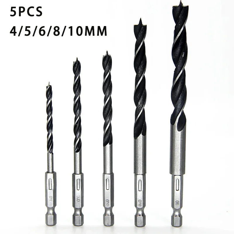 3/5pcs 3 4 5 6 7 8 10mm Quick Change Metal Tools 1/4" Hex Shank Wood HCS Drill Bit Set Round handle