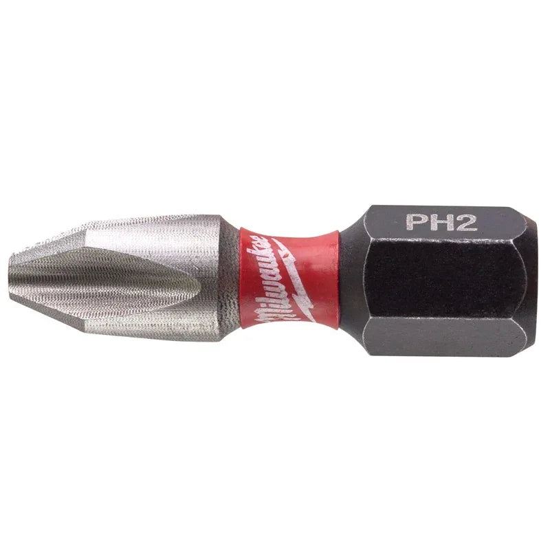 Milwaukee PH2 25mm Impact Bits 25 Pack SHOCKWAVE High Hardness Screwdriver Bits 4932430853