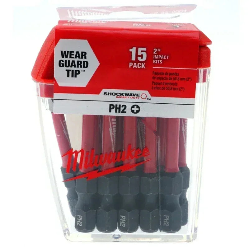 Milwaukee 48-32-5004 SHOCKWAVE 2" Screwdriver Bits Set 15PC – HSS Wear Resistant