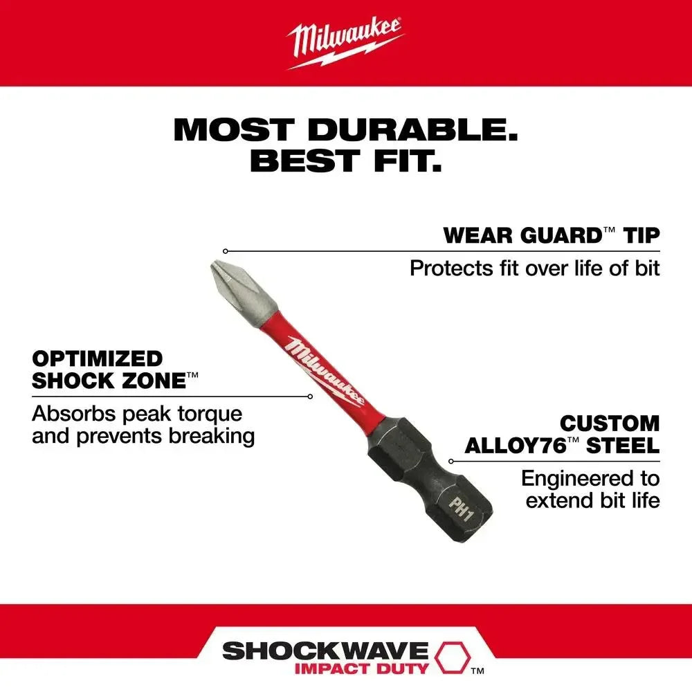 Milwaukee SHOCKWAVE™ Impact Phillips Bits – Durable Driver Bit Set