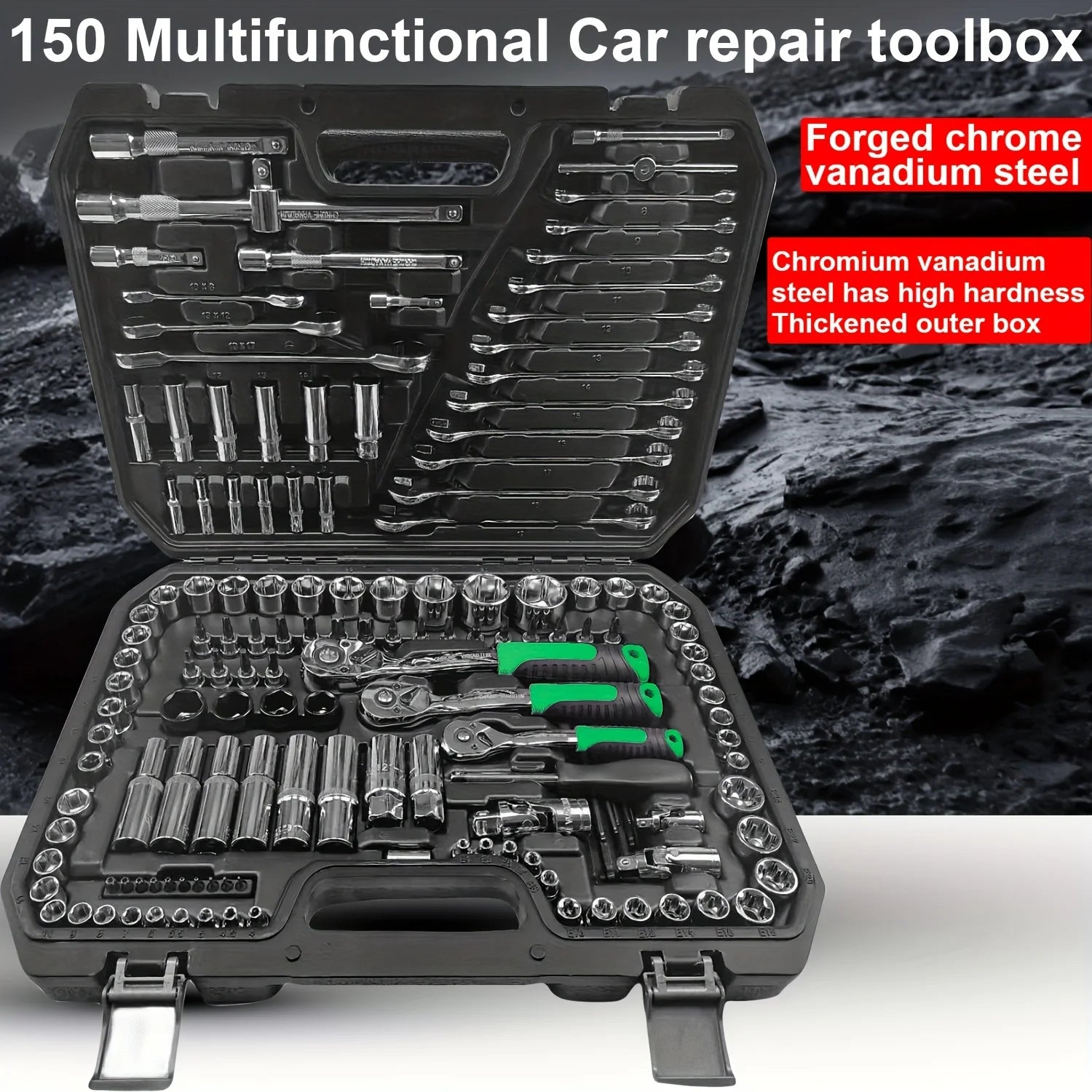 150/46pcs Auto Mechanical Repair Tool Set, Multifunctional with Socket, Wrench And Ratchet Set, Auto Repair, Mechanical Toolkit