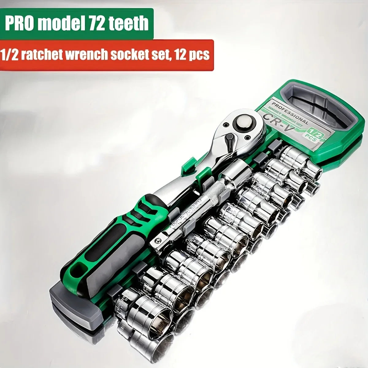 72 Tooth 12 Piece Ratchet Wrench Socket Set 1/4 "-3/8" -1/2 "Metric Set Automotive Maintenance and Household Tools Set