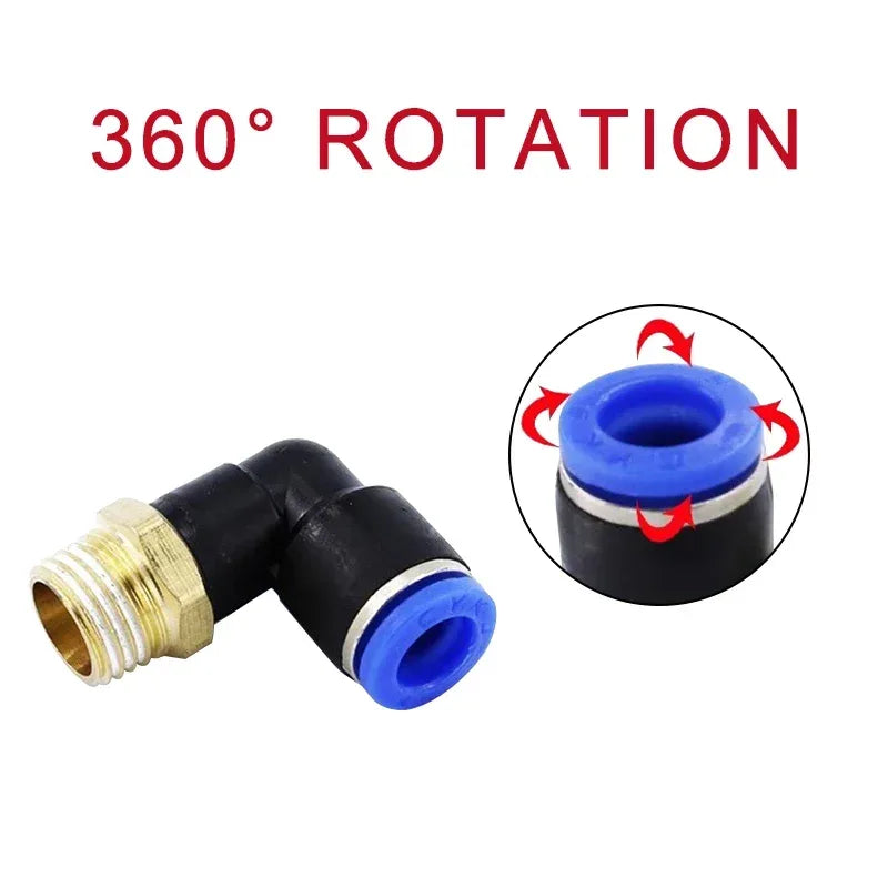 5Pcs SL Water Air Hose Pneumatic Air Connector 1/8 "1/4" 3/8 "1/2" Male Thread Elbow Pneumatic Fitting 4/6/8/10/12mm