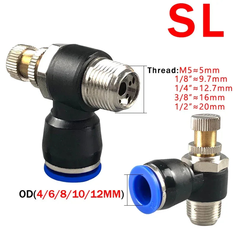 5Pcs Pneumatic Air Connector Fitting PC/PCF/SL/PB/PL 6 8 10 12 Thread 1/8 1/4" 3/4" 1/2" Hose Fittings Pipe Quick Connectors
