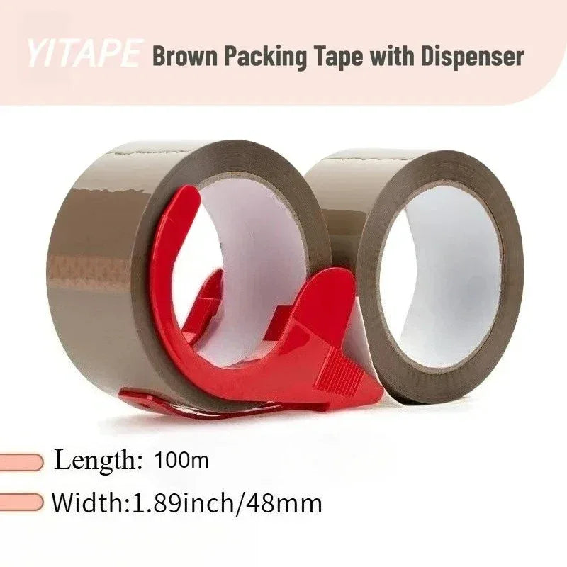 Brown Sealing Packing Tape, 4.8 CM Wide and 100 Meter Long, Heavy-duty Packaging Tape for Dispensers, Packaging Tape