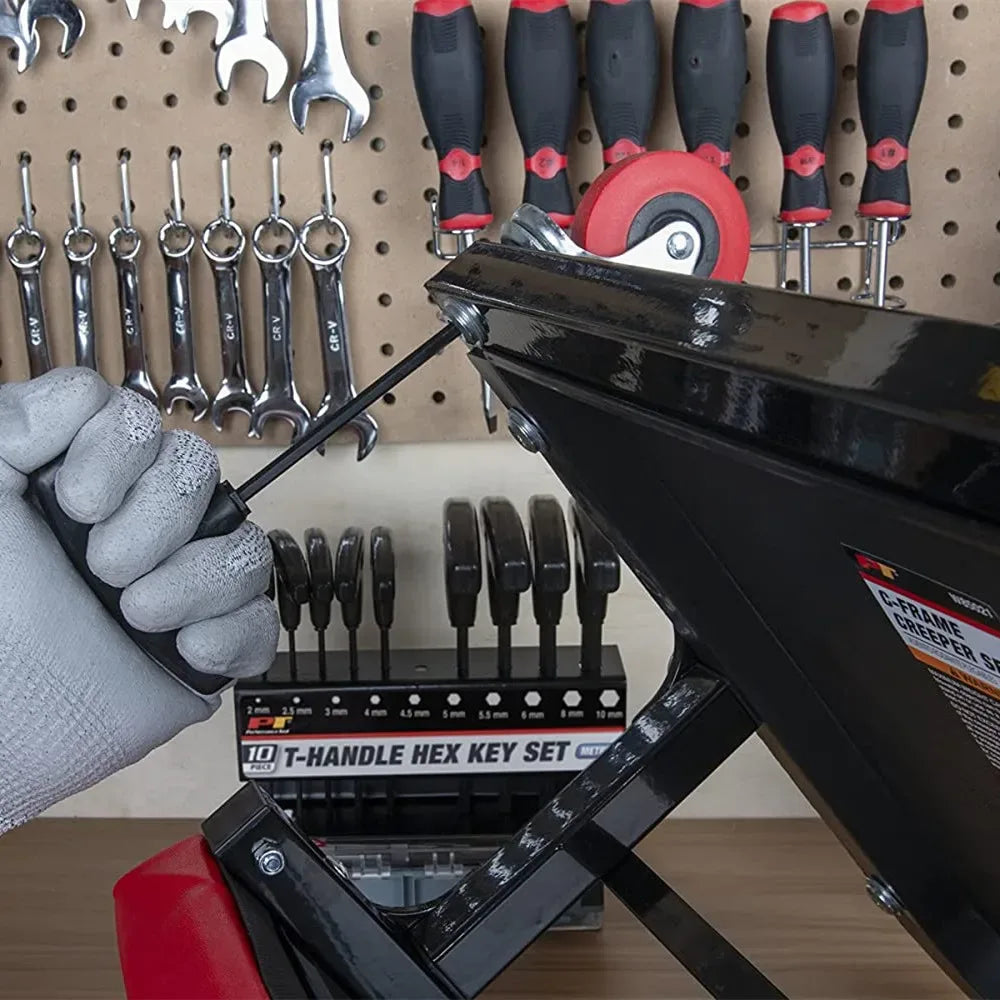 10-Piece T-Handle Hex Key Set – Metric & Inch Allen Wrenches with Storage Stand