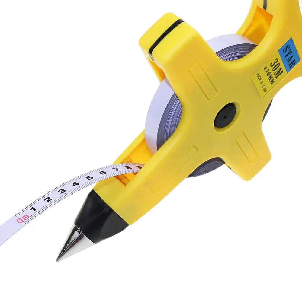 30M 50M 100M Retractable Metric Tape Open Reel Long Steel Tape Measure Measuring Ruler Woodworking Tools