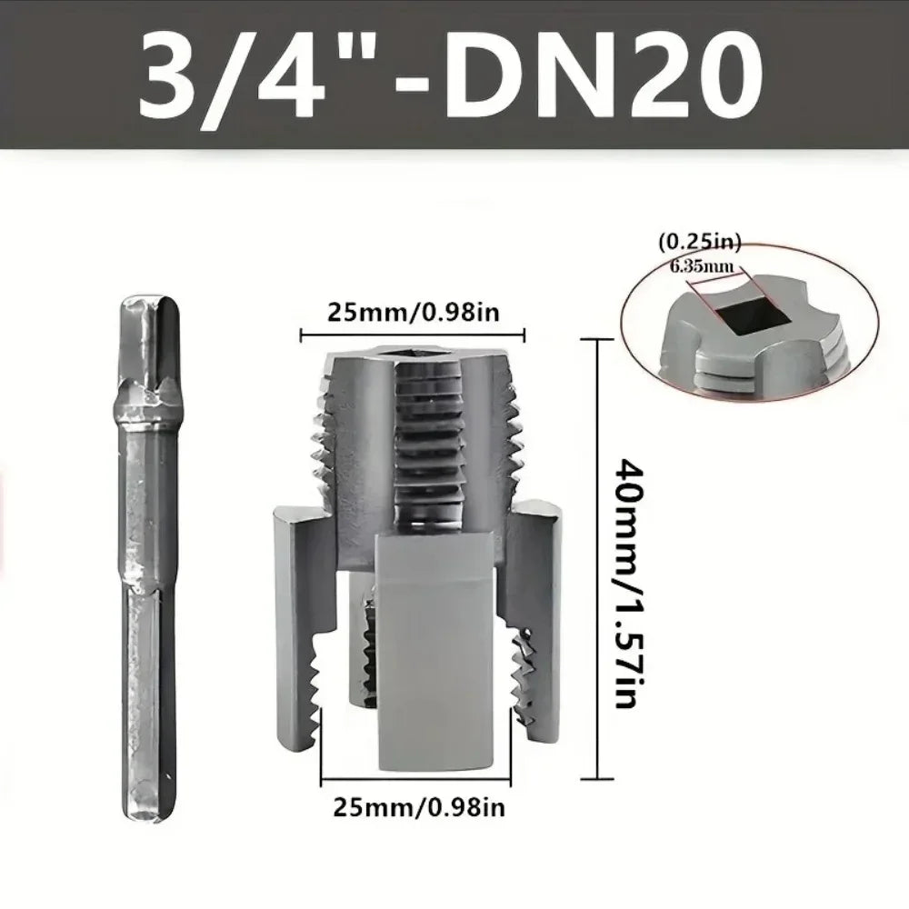 Electric Drill Pipe Threading Tool – Integrated PPR Thread Opener for 1/2” & 3/4” Pipe Repair