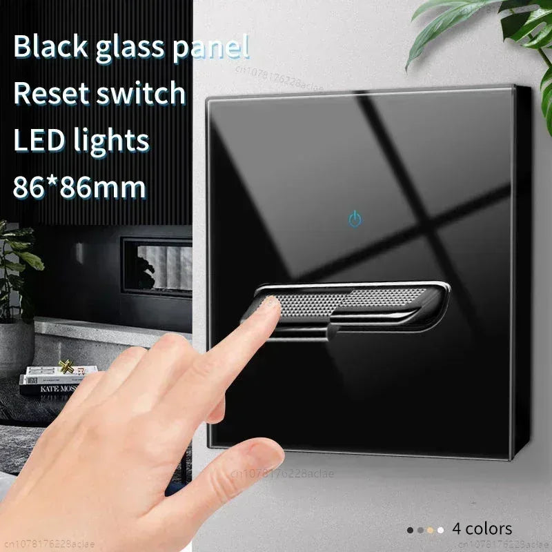 Black Tempered Glass Wall Switch Panel Led European 16a Socket Retro Toggle Light Switch Eu Uk Standard 2usb Socket 1Gang-4gang