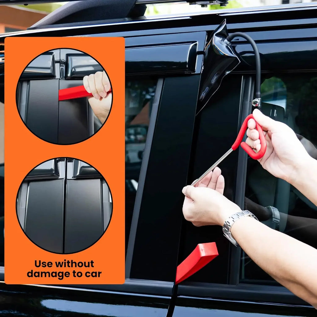 21/18PCS Car Door Tool Kit Inflatable Air Pump Auto Window Door Open Fixing Gripper Tools Long Reach Kits with Carrying Bag