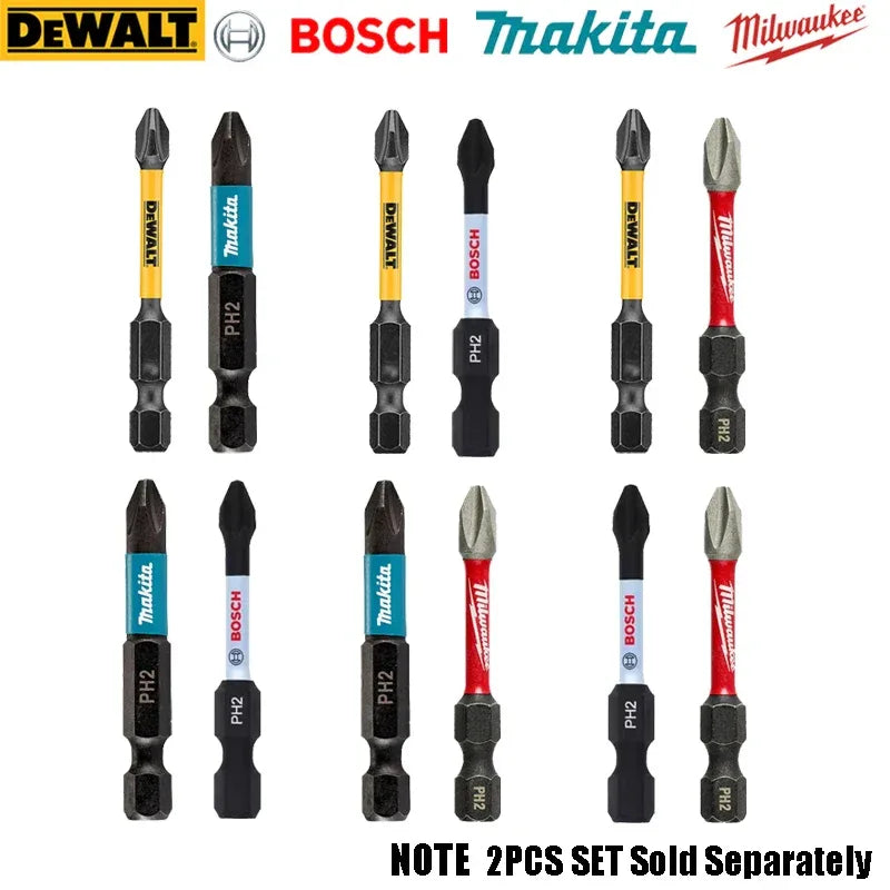 Impact Bits PH2 50/57mm – DEWALT, Makita, BOSCH & Milwaukee 2PCS HSS Drill Set