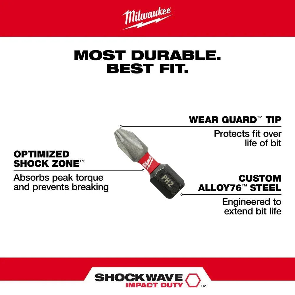 Milwaukee SHOCKWAVE™ Impact Phillips Bits – Durable Driver Bit Set