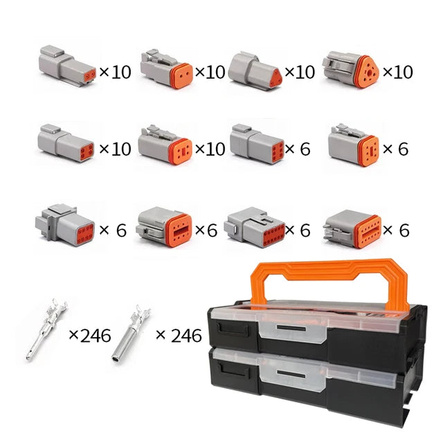 1Set DT Connector 2P/3P/4P/6P/8P 22-16AWG Waterproof Electrical Deutsch Connector Plug Kit DT06-2S DT04-2P For Car