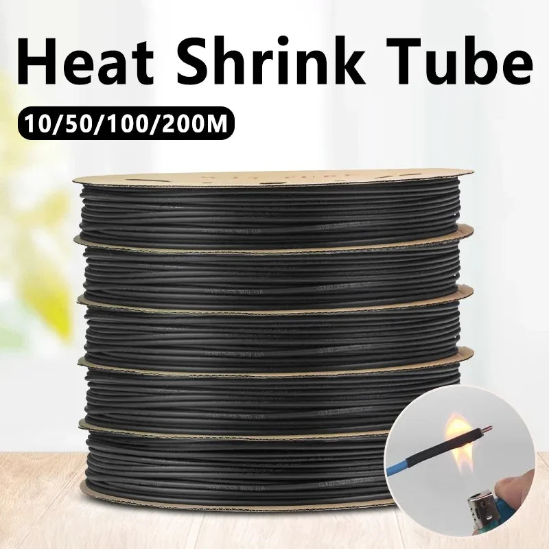 100 Meters/10M 3:1 Heat Shrink Tube Black with Glue Polyolefin Shrinking Assorted Ratio Adhesive Wire Cable Sleeving Tubing