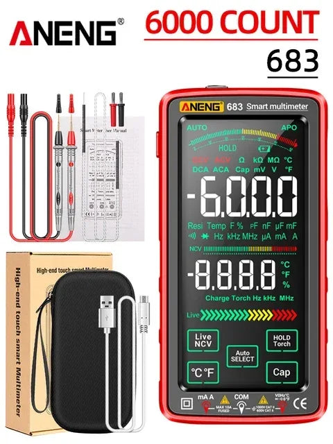 ANENG 683 Smart Multimeter Tester High-end Touch Rechargeable 6000 Counts Multimetro Test Multitester AC/DC Voltage Current Tool