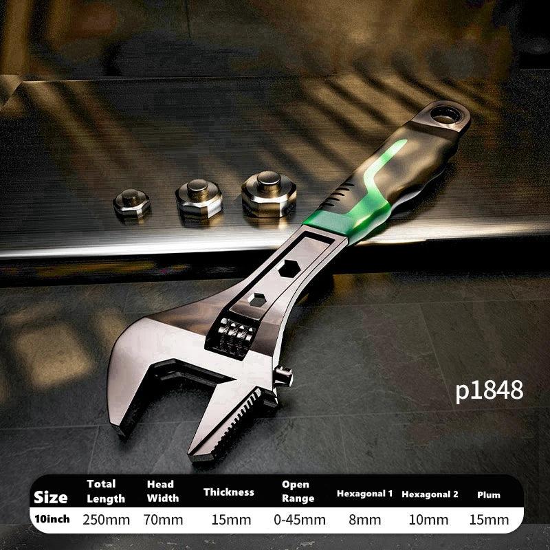 8/10/12 inch Adjustable Wrench Wide Opening Chrome Vanadium Alloy Universal Spanner with Scale Marked for Bathroom Pipe Tool