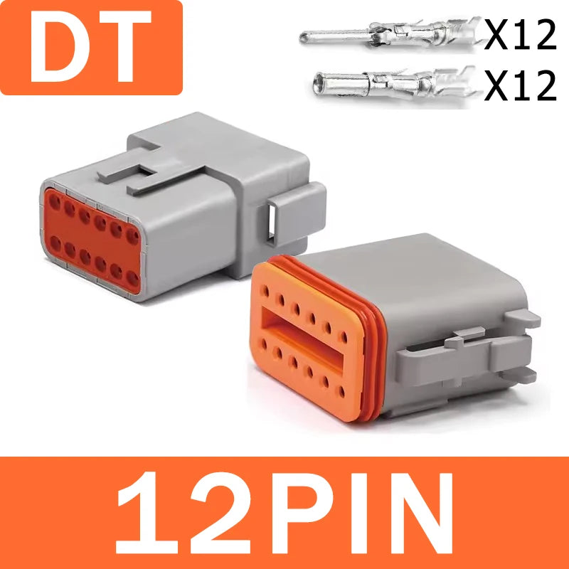 1Set DT Connector 2P/3P/4P/6P/8P 22-16AWG Waterproof Electrical Deutsch Connector Plug Kit DT06-2S DT04-2P For Car