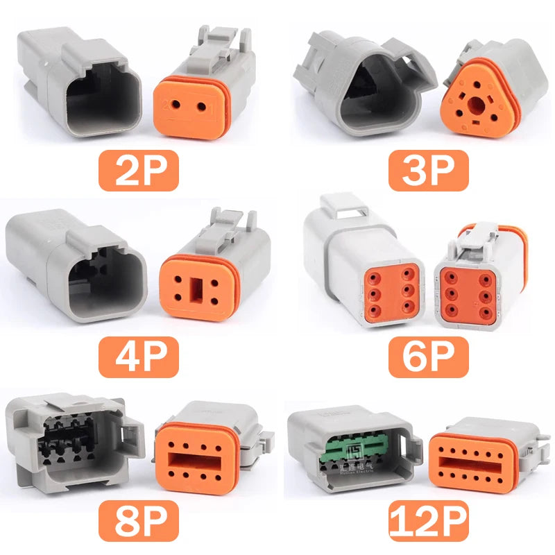 1Set DT Connector 2P/3P/4P/6P/8P 22-16AWG Waterproof Electrical Deutsch Connector Plug Kit DT06-2S DT04-2P For Car