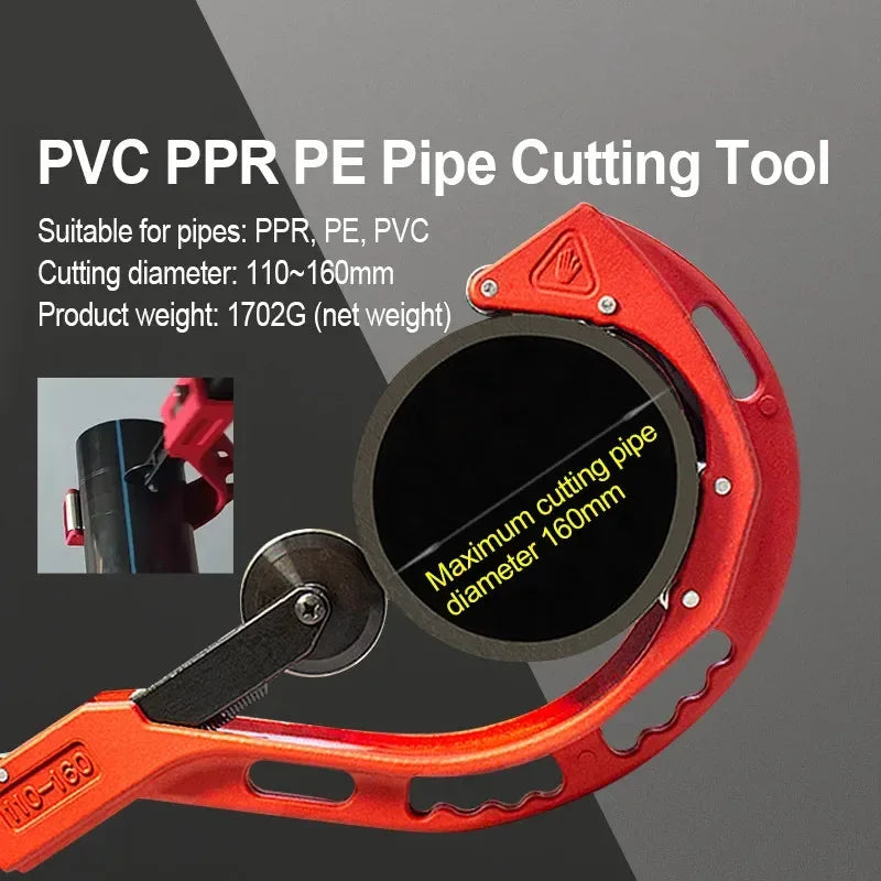 plumbing tool for cutting large diameter plastic pipes