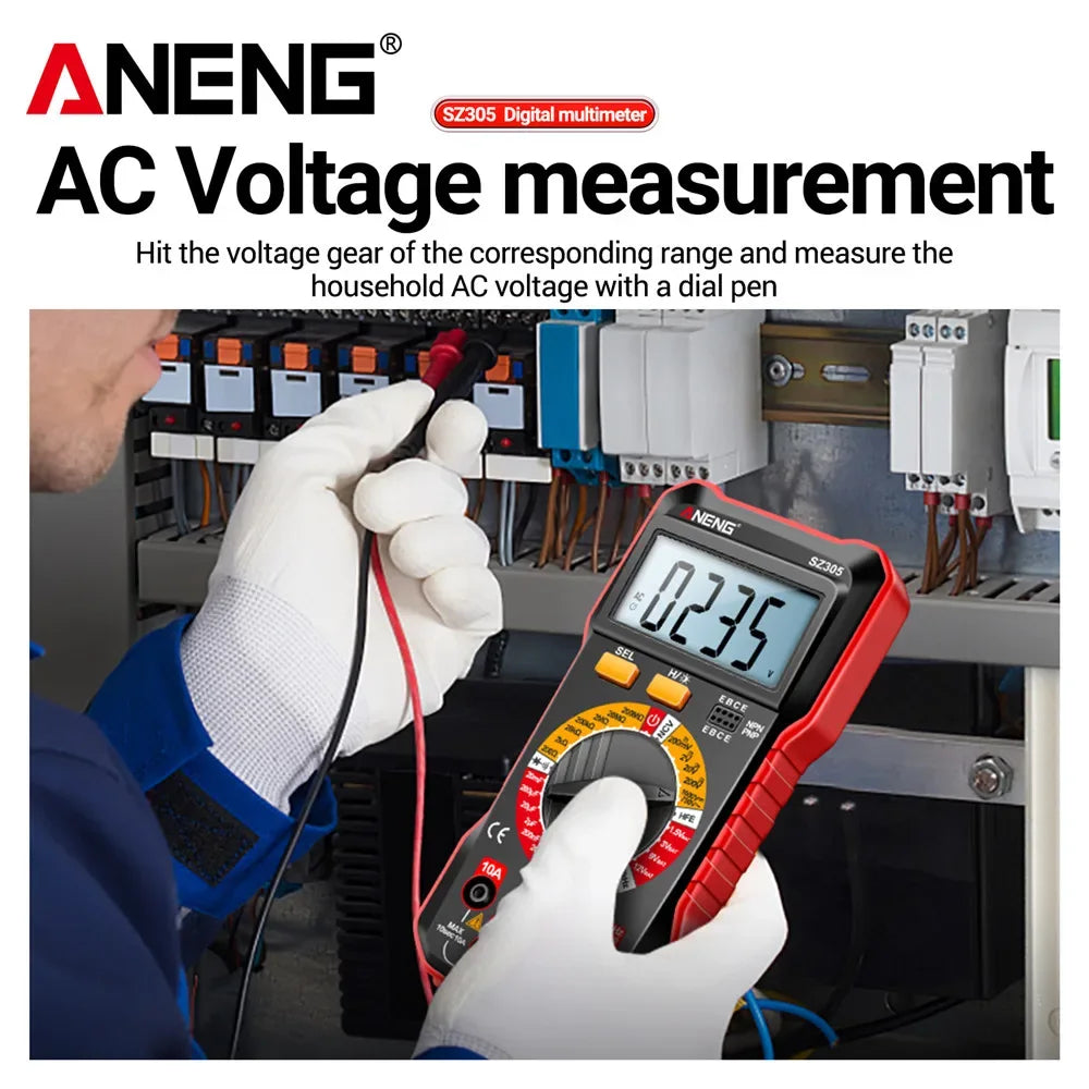 ANENG SZ305 Digital Multimeter Professional AC/DC Voltage Ammeter Capacitor hFE Triode NCV Voltage Induction Electrician Tester