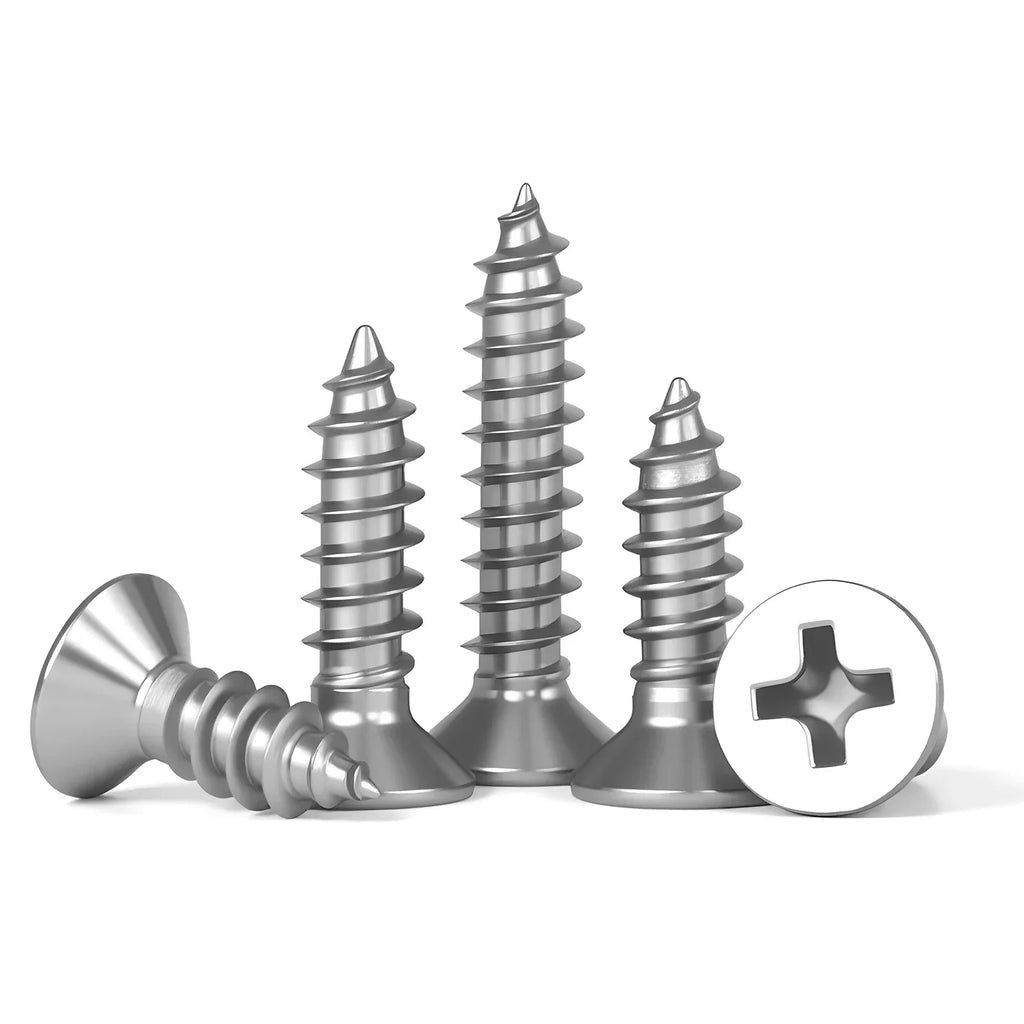304 Stainless Steel Cross Recessed Countersunk Flat Head Tapping Screws Wood Self-tapping Phillips Furniture Screw M1.2/1.4-M8