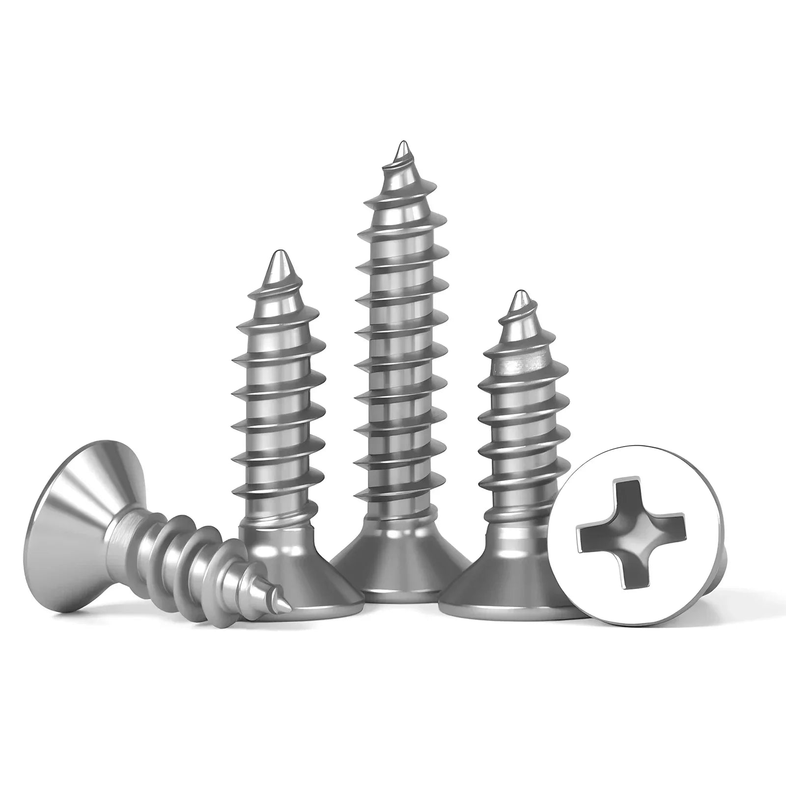 304 Stainless Steel Cross Recessed Countersunk Flat Head Tapping Screws Wood Self-tapping Phillips Furniture Screw M1.2/1.4-M8