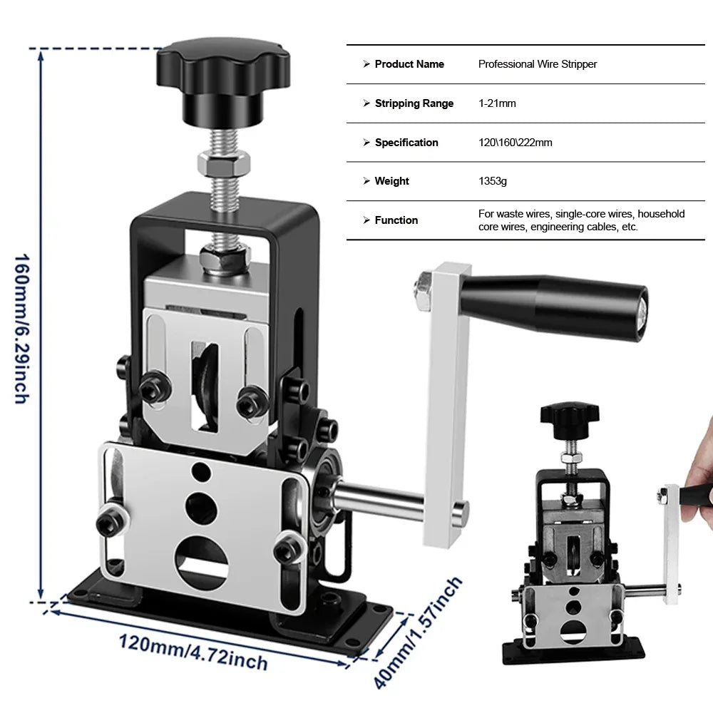 Manual Wire Stripper 1–70mm² – Portable Drill Powered Cable Stripping Tool