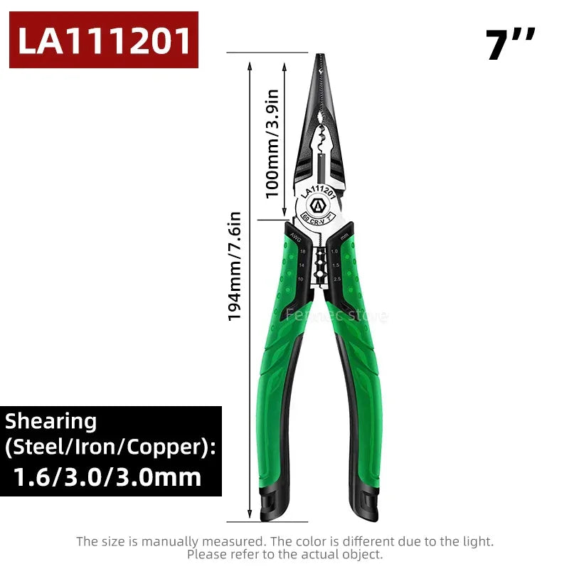 LAOA 7 inch Multifunction Wire Stripper – Wire Cutter, Long Nose & Diagonal Pliers