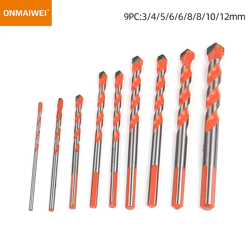 3-12mm Threaded Triangle Tungsten Steel Wall Tile Concrete Drilling Bit Household Marble Overlord Diamond Hand Electric Drill