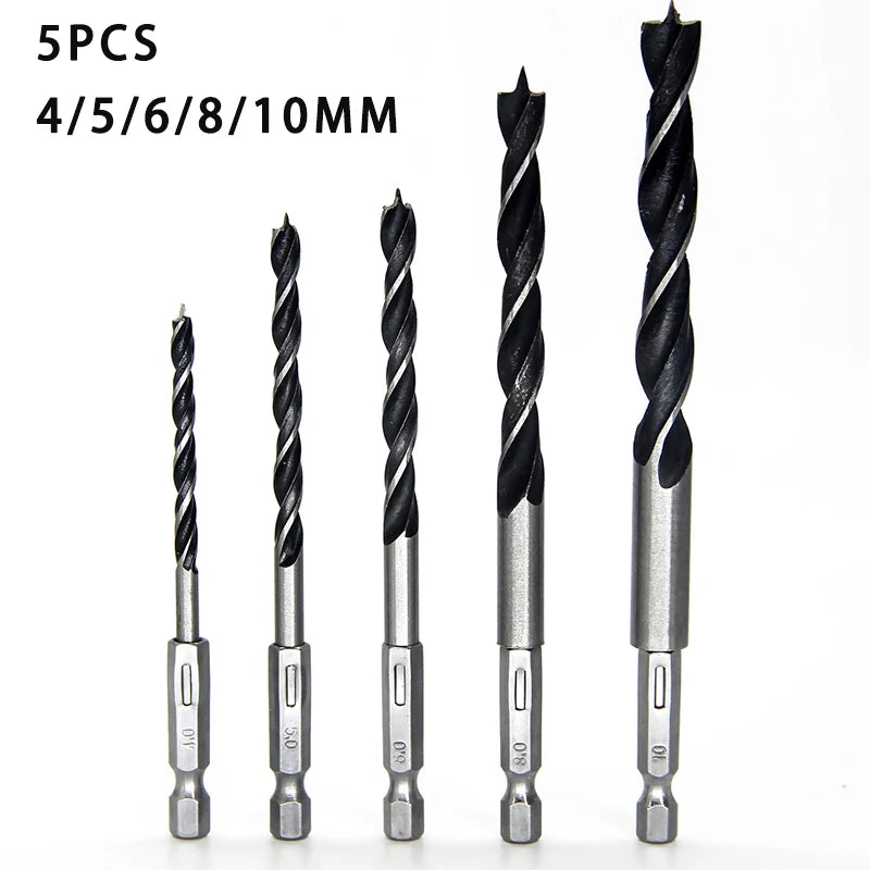 3/5pcs 3 4 5 6 7 8 10mm Quick Change Metal Tools 1/4" Hex Shank Wood HCS Drill Bit Set Round handle