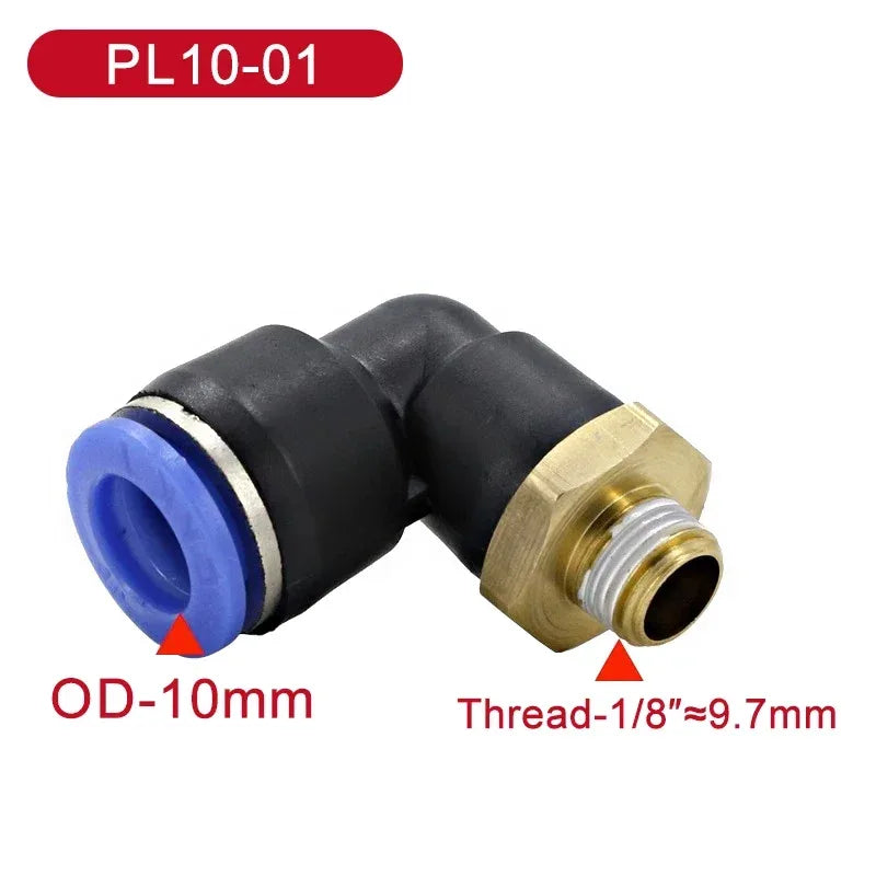 5Pcs SL Water Air Hose Pneumatic Air Connector 1/8 "1/4" 3/8 "1/2" Male Thread Elbow Pneumatic Fitting 4/6/8/10/12mm