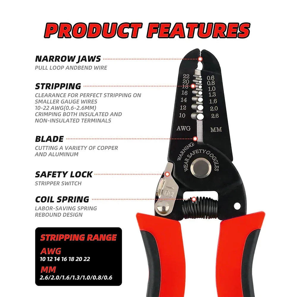 multifunction wire cutter stripper crimper tool for electrical wiring