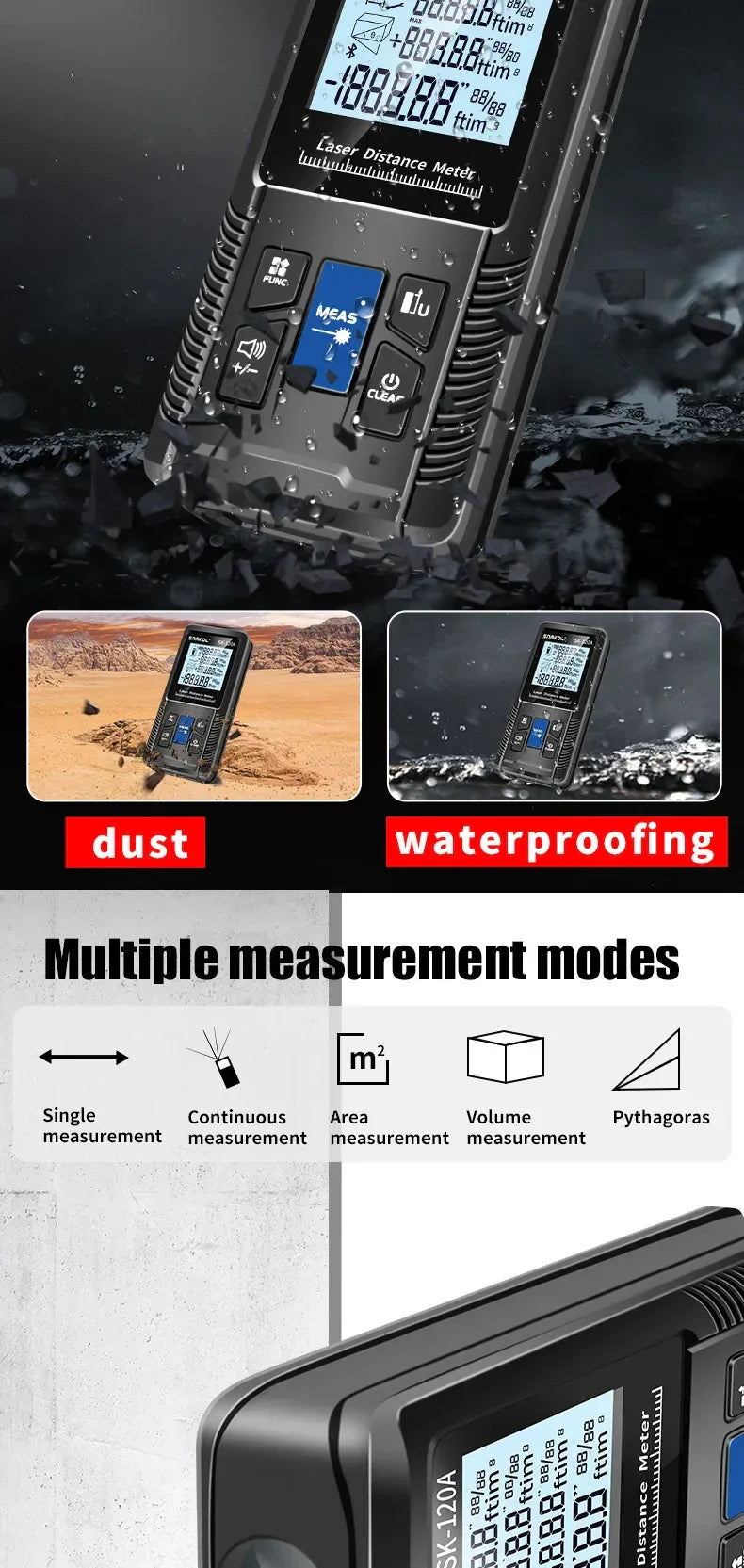 Snakol Laser Distance Meter 40m 50m 70m 100m 120m Rangefinder Digital Range Finder Trena Roulette Ruler Distance Measuring Tape