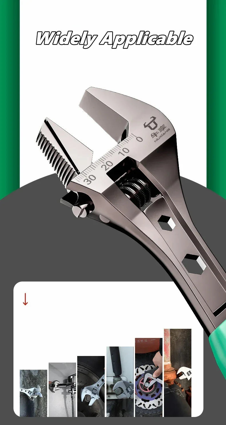 8/10/12 inch Adjustable Wrench Wide Opening Chrome Vanadium Alloy Universal Spanner with Scale Marked for Bathroom Pipe Tool