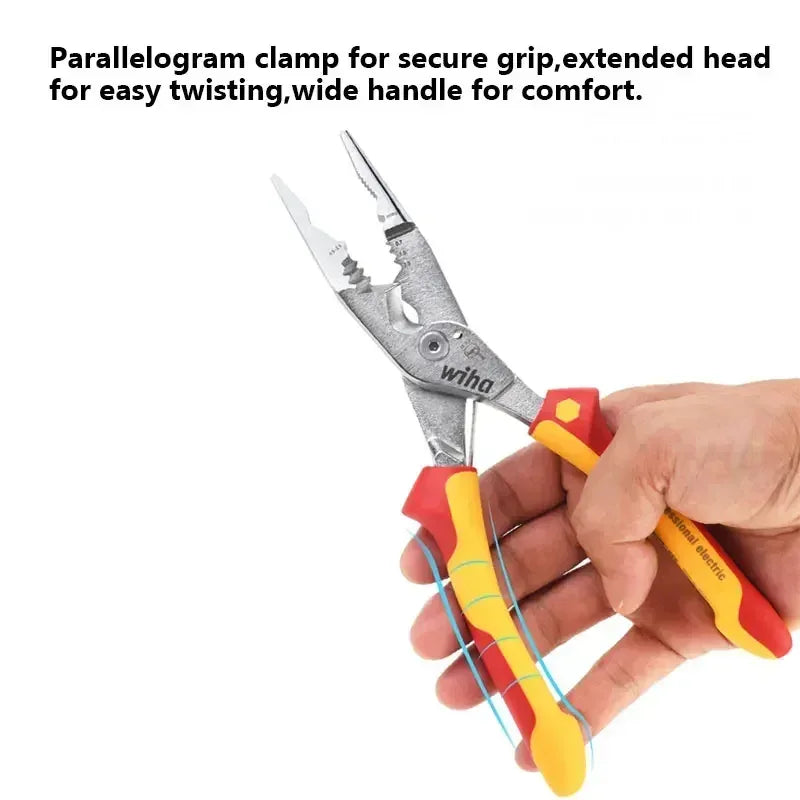 Genuine Wiha 8-in-1 Multi-Purpose Pliers – Insulated Wire Strippers for Electricians, 1000V VDE Tested