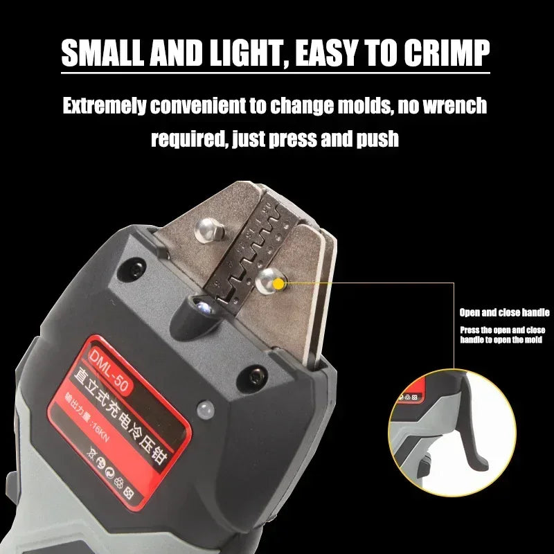 Cordless wire crimper with interchangeable molds