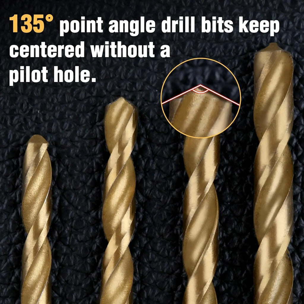 13Pcs Titanium Twist Drill Bit Set 1/4 inch Hex Shank Drill Bit Set，1.5-6.5mm Quick Hex Drilling Twist Drill Bit Set Drill Bits