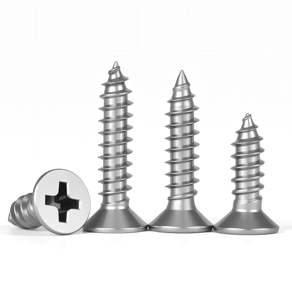 304 Stainless Steel Cross Recessed Countersunk Flat Head Tapping Screws Wood Self-tapping Phillips Furniture Screw M1.2/1.4-M8