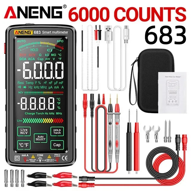 ANENG 683 Smart Multimeter Tester High-end Touch Rechargeable 6000 Counts Multimetro Test Multitester AC/DC Voltage Current Tool