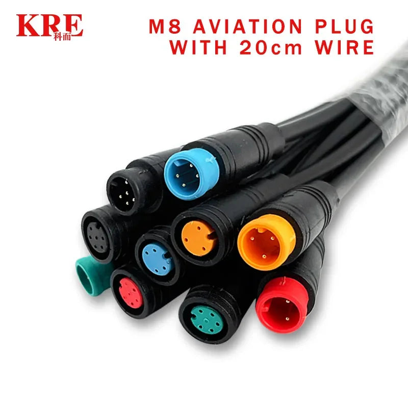5/10/100 Set M6 M8 2 3 4 5 6 Pin Julet Electric Butt Plug Connector Wiring Line Scooter Brake Cable Pluger Signal Sensor 20CM
