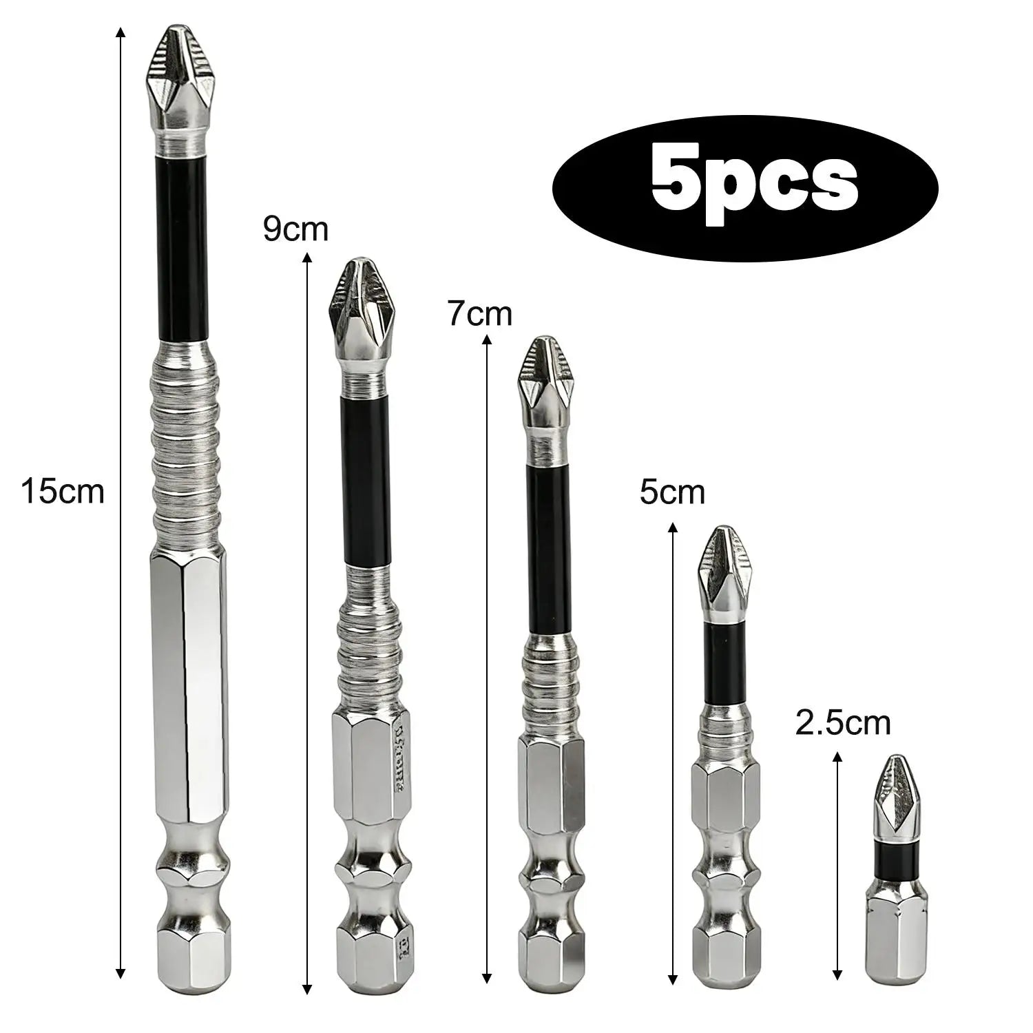 25/50/65/70/90/150mm K5 Magnetic Screwdriver Drill Bit Phillip Head Impact Driver Electric Screwdriver Non-slip Resistant Drills