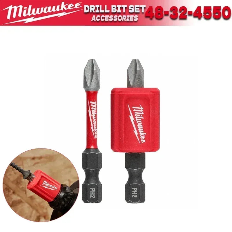 MILWAUKEE 48-32-4550 SHOCKWAVE Impact Duty Magnetic Attachment PH2 Bit Set – 3PC