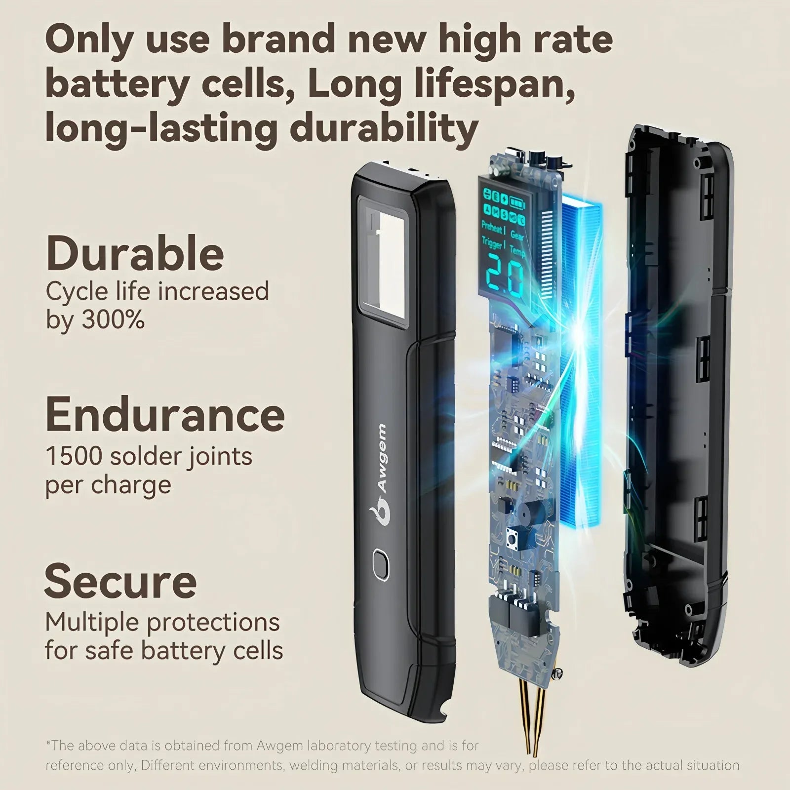 Awgem Portable Spot Welder DIY Handheld Spot Welding Machine 90 Gears Adjustable Spot Welding for 18650 Lithium Battery