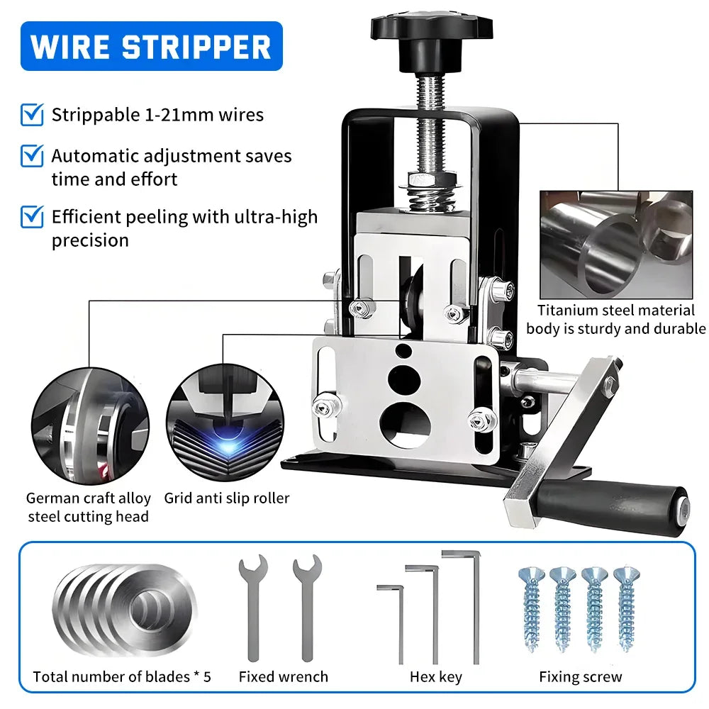 Manual Wire Stripper 1–70mm² – Portable Drill Powered Cable Stripping Tool