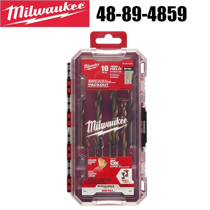 Milwaukee 48-89-4859 10PC SHOCKWAVE RED HELIX Titanium Metric Drill Bit Set – Impact Duty