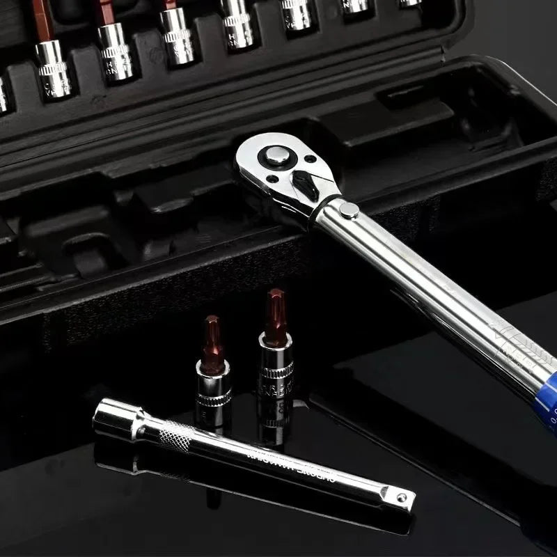 15PCS Torque Wrench Set 1/4" 2-24nm Bi-directional Bicycle Hex Wrench Tool Professional Maintenance And Car Moto Repair Tools