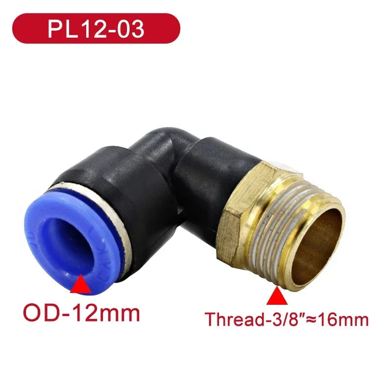 5Pcs SL Water Air Hose Pneumatic Air Connector 1/8 "1/4" 3/8 "1/2" Male Thread Elbow Pneumatic Fitting 4/6/8/10/12mm